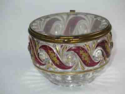 VINTAGE DÃ©posÃ© Baccarat Dressing Table Pot Cranberry and Delicate Gilded Pattern