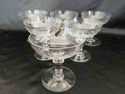 6 champagne bowls in Baccarat crystal greek engraving