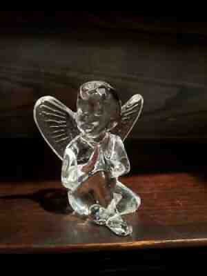Baccarat Crystal Cherub Sitting Praying Angel Figurine. Flawless!