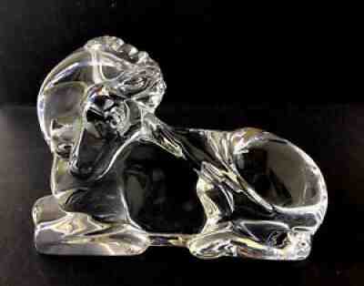 Vintage Baccarat France Crystal Solid Glass Unicorn Figurine Signed Great Gift
