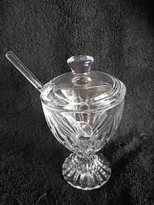 BACCARAT Crystal "Massena" Mustard/Jam Condiment Jar & Spoon