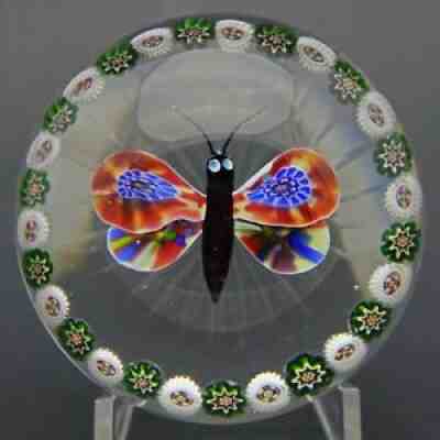 GORGEOUS Antique BACCARAT Garland STAR Cut BUTTERFLY Glass Art PAPERWEIGHT