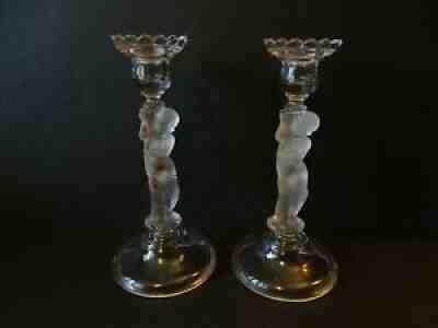 OK SALE $1150.00 PAIR FRENCH BACCARAT CHERUB CANDLESTICKS SUPER RARE SAMPLE?