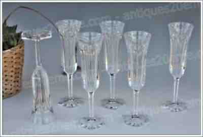 Set of 6 flutes by cristal de baccarat malmaison 19,2 cm-champagne flutes (b)