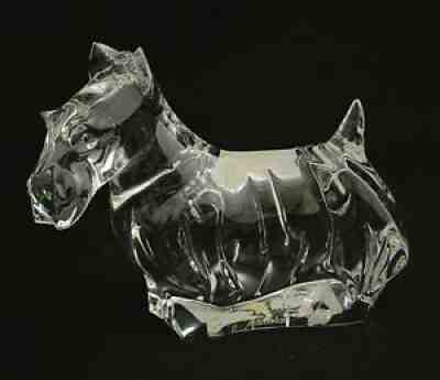 MINT BACCARAT CRYSTAL CLEAR SCOTTIE SCOTTISH TERRIER DOG FIGURINE DOUBLE SIGNED