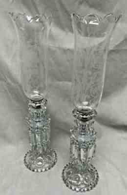 PAIR OF MAGNIFICENT ANTIQUE SINGLE LIGHT BACCARAT CRYSTAL CANDELABRA 21.5" H