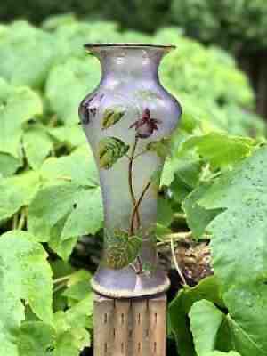 FRENCH ART NOUVEAU BACCARAT GLASS FUCHSIA DEPOSE VASE ca. 1900