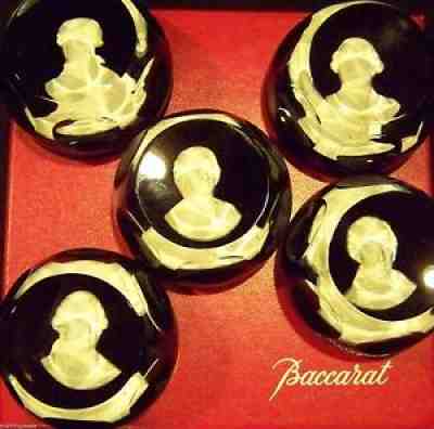 5 BACCARAT CRYSTAL FAMOUS FRENCH LEADERS PAPERWEIGHTS Faceted Art Glass Sulphide