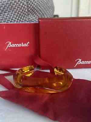 ROCKERS WIFE RAREST $500 BACCARAT AMBER CRYSTAL GALET WAVE CUFF BANGLE BRACELET
