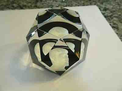 RARE BACCARAT Crystal Multi Faceted JFK Paperweight Sulphide John Kennedy Cube