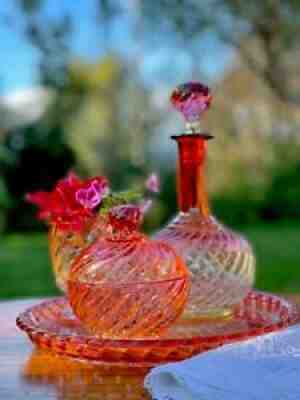 Baccarat Antique French Set Bambou rose Pattern 4 pieces