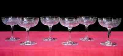 Baccarat athenienne 6 tall sherbet cut etched crystal champagne has greek greek