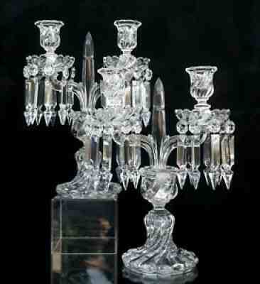 Baccarat Pair Candelabra Bamboo 2 lights Fabulous Crystal