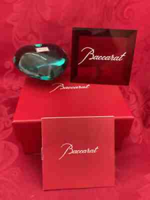 NIB FLAWLESS Exquisite BACCARAT France Glass Aqua Crystal PUFFED HEART Figurine