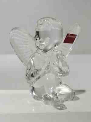 BACCARAT France Crystal Praying Sitting Cherub Angel Paperweight Figure Sculptur