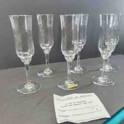 Vintage Set 6 Baccarat Capri (Optic) Champagne Flute 7.5" Tall NEW W/ORI BOX