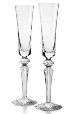 Bacarrat Mille Nuits Flutissimo Set of 2 Lead Crystal Flutes