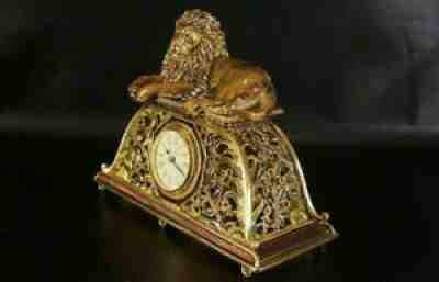Jay Strongwater Lion Clock Enameled Swarovski crystals