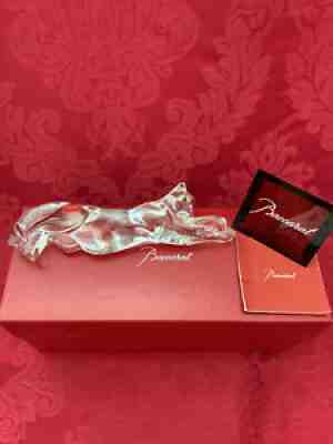 NIB FLAWLESS Glass BACCARAT France BODY LEGS STRETCHING OUT Crystal CAT Figurine