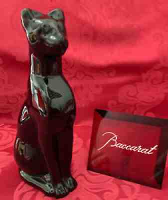 FLAWLESS BACCARAT France Glass Black Crystal PUMA COUGAR EGYPTIAN CAT Figurine