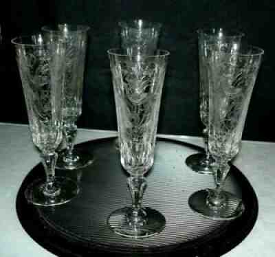 Baccarat parma Bologna 6 crystal champagne flutes has original box - 17 cm