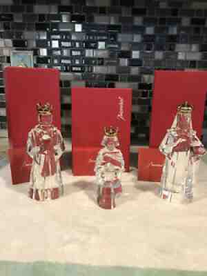 Baccarat Nativity 3 Wise men - King Melchoir, Balthazar, Gaspar 18K gold plate