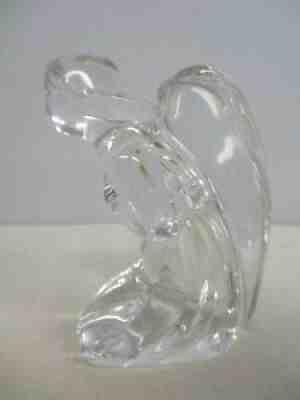 SIGNED BACCARAT FRANCE KNEELING PRAYING with ARMS CROSSED ANGEL FIGURINE 4 1/2"