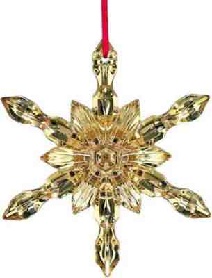 Baccarat Noel Snowflake Ornament Lt Gold French Crystal 2015 New in Box 2809184