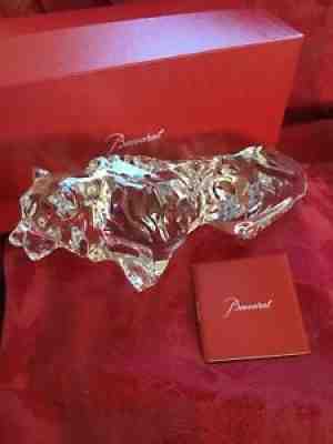 Near FLAWLESS Stunning BACCARAT Crystal BENGAL TIGER LEOPARD JAGUAR LION Figure