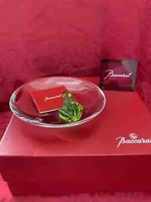 NIB FLAWLESS Stunning BACCARAT France Art Glass RAINETTE FROG Crystal DISH BOWL