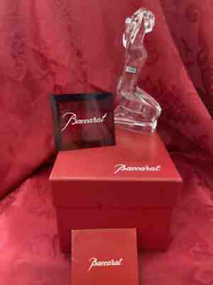 NIB FLAWLESS BACCARAT R RIGOT Glass NUDE WOMAN LADY Crystal KNEELING STRETCHING