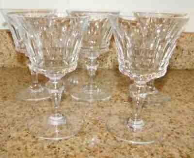 Baccarat Tall Water Goblets Glasses in Buckingham Pattern - Set of 5 - 6.5"-MINT