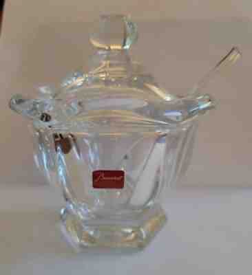 NEW - NO BOX Baccarat Crystal Harcourt MISSOURI Jam Jar w/ Spoon - Large