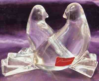 Baccarat Crystal LOVE BIRDS Dove Figurine art glass France paperweight