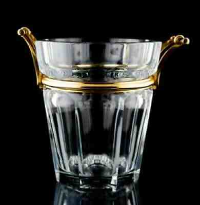 Baccarat Harcourt Moulin Rouge Gold Handled Champagne Bucket Vintage Signed