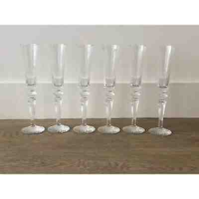 6 Baccarat Mille Nuits Crystal Champagne Flutes (New-original box +plastic wrap)