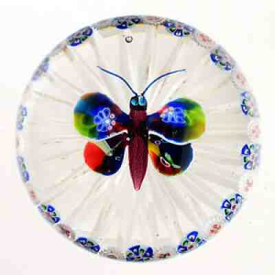 Antique BACCARAT Butterfly w/Garland