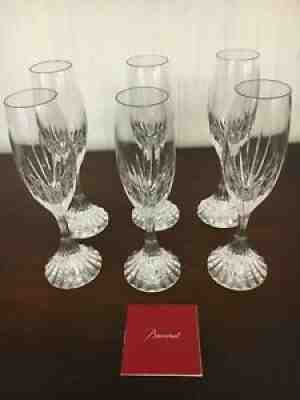 3 lots of 6 champagne flutes crystal baccarat massena/price for 6 glasses