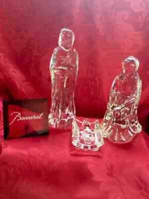 FLAWLESS Stunning BACCARAT Art Crystal NATIVITY HOLY MARY JOSEPH JESUS Figurines