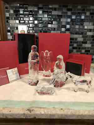 BACCARAT Crystal NATIVITY 5 piece MARY JOSEPH JESUS donkey angel - w box / COA