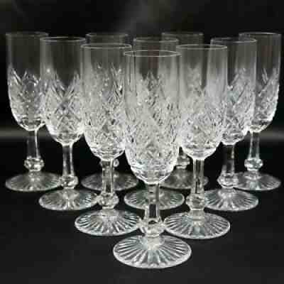 BACCARAT Cut Crystal COLBERT Pattern Set of 10 Fluted Champagne Glasses (BDR)