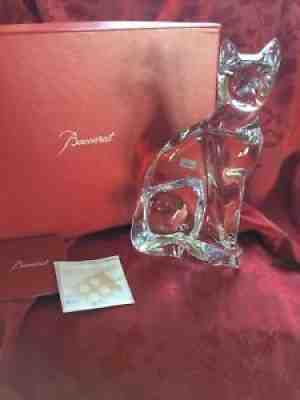 NIB FLAWLESS Exquisite BACCARAT Crystal SITTING CAT Figurine Sculpture HUGE 9â?