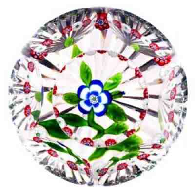 Classic Antique BACCARAT Blue/White Primrose w/Garland and Watermelon Cut Base