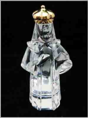 BACCARAT CRYSTAL KING WISE MEN NATIVITY SCENE BALTHAZAR FIGURINE GOLD CROWN MIB