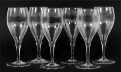 BACCARAT Set of Six Tulip-Shaped Clear Crystal ST. REMY Champagne Glasses 7 3/8â?