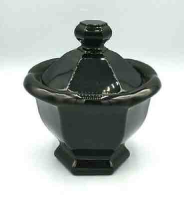 Vintage Baccarat Black Lead Crystal Missouri Pattern Lidded Candy/Nut Dish
