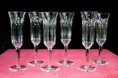 Baccarat malmaison 6 tall fluted glasses 6 crystal champagne flutes has carved