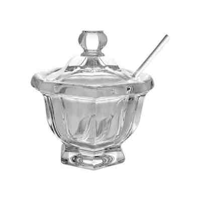 Baccarat Crystal Missouri Jam Condiment Jar w Lid And Spoon