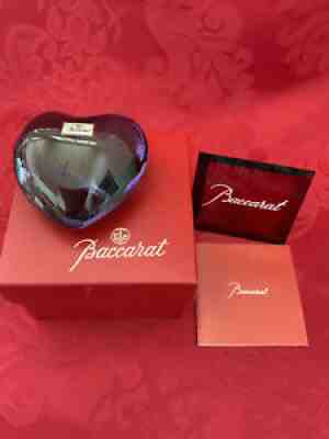 NIB NEW FLAWLESS Art Glass BACCARAT France Purple Crystal PUFFED HEART Figurine
