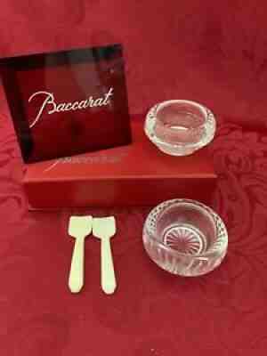 MIB FLAWLESS Glass BACCARAT Crystal BUCKINGHAM JEWEL Pair SALT DIP CAVIAR SPOONS